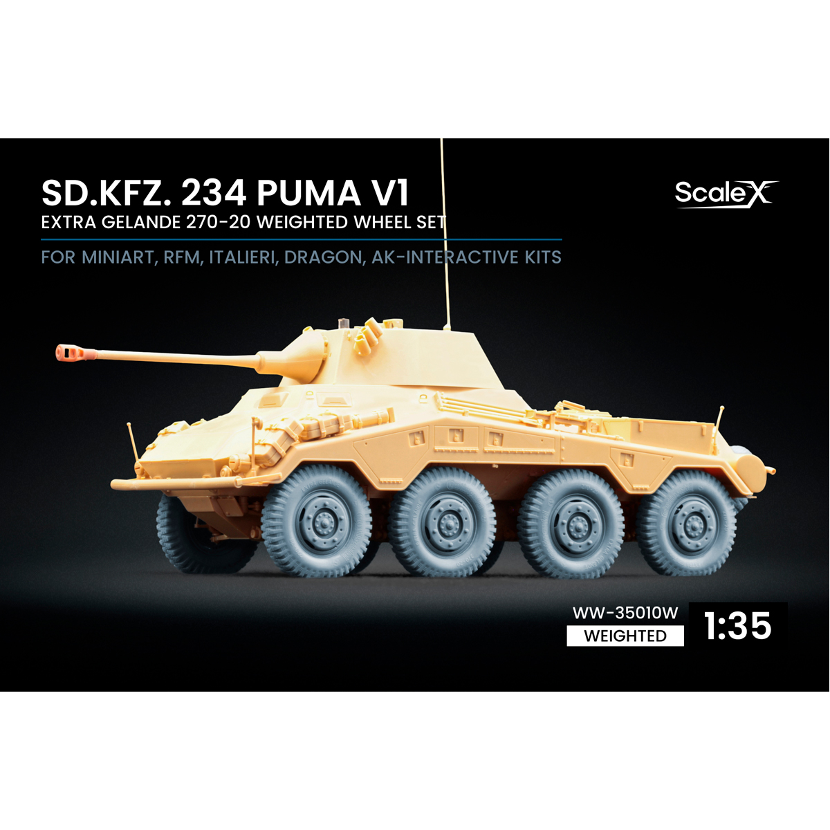 1/35 Sd.Kfz. 234 Puma v1 Weighted wheel set