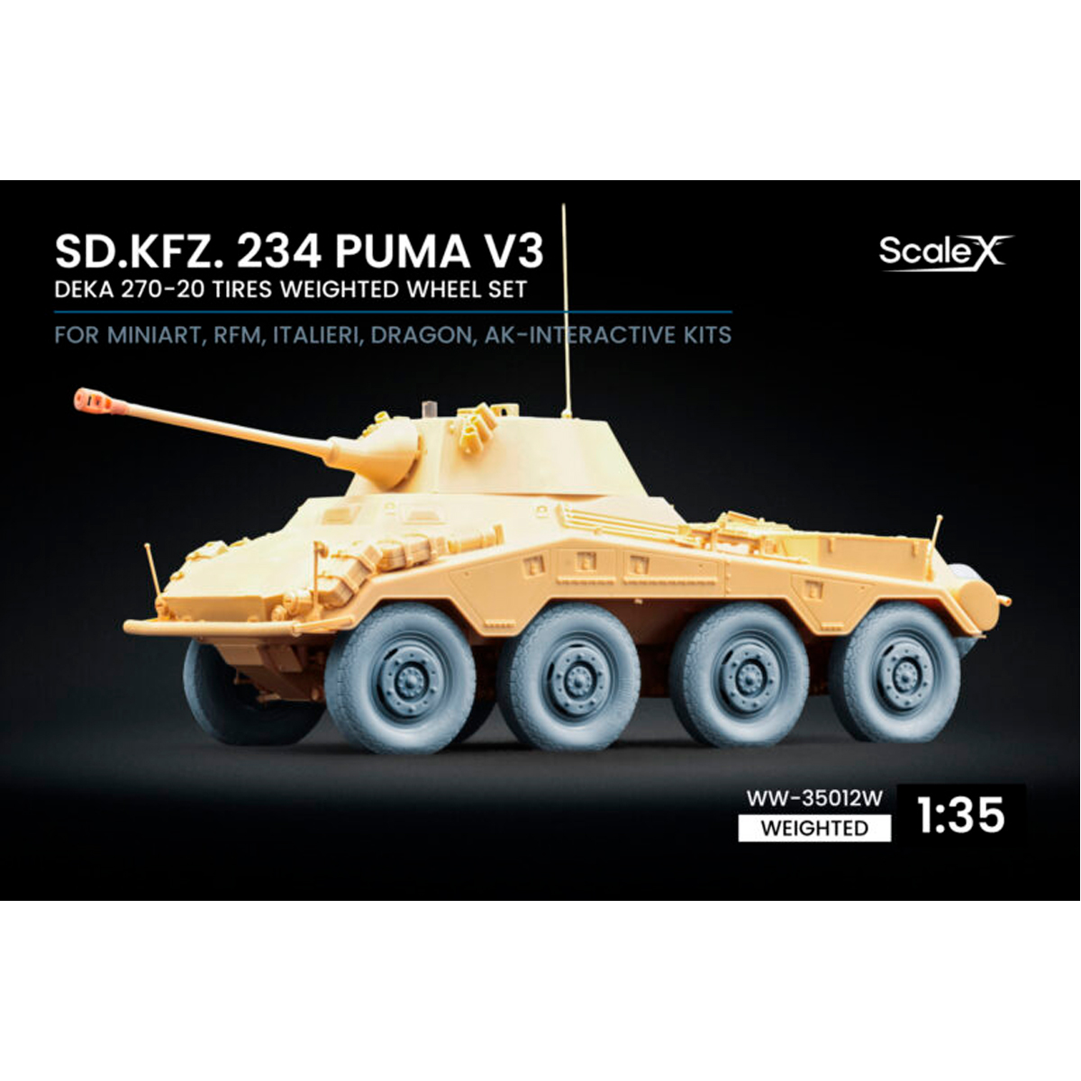 1/35 Sd.Kfz. 234 Puma v3 Weighted wheel set