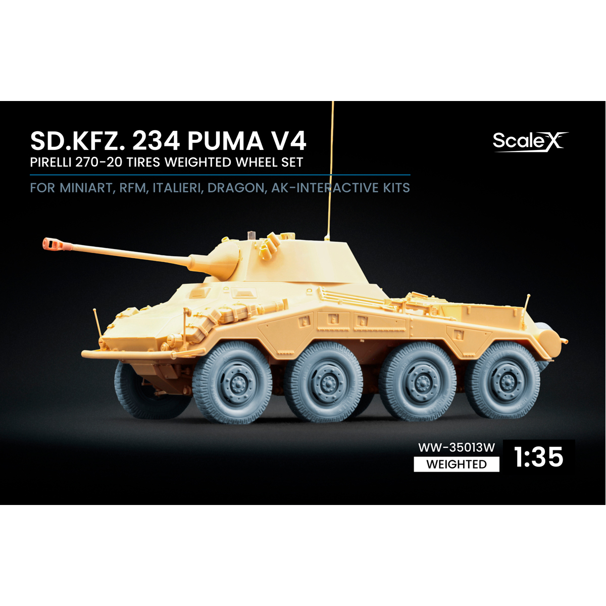 1/35 Sd.Kfz. 234 Puma v4 Weighted wheel set