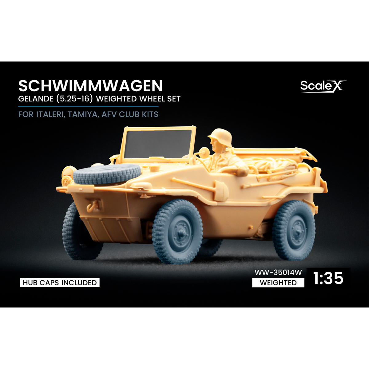 1/35 Schwimmwagen Gelände v1 (5.25-16) Weighted wheel set