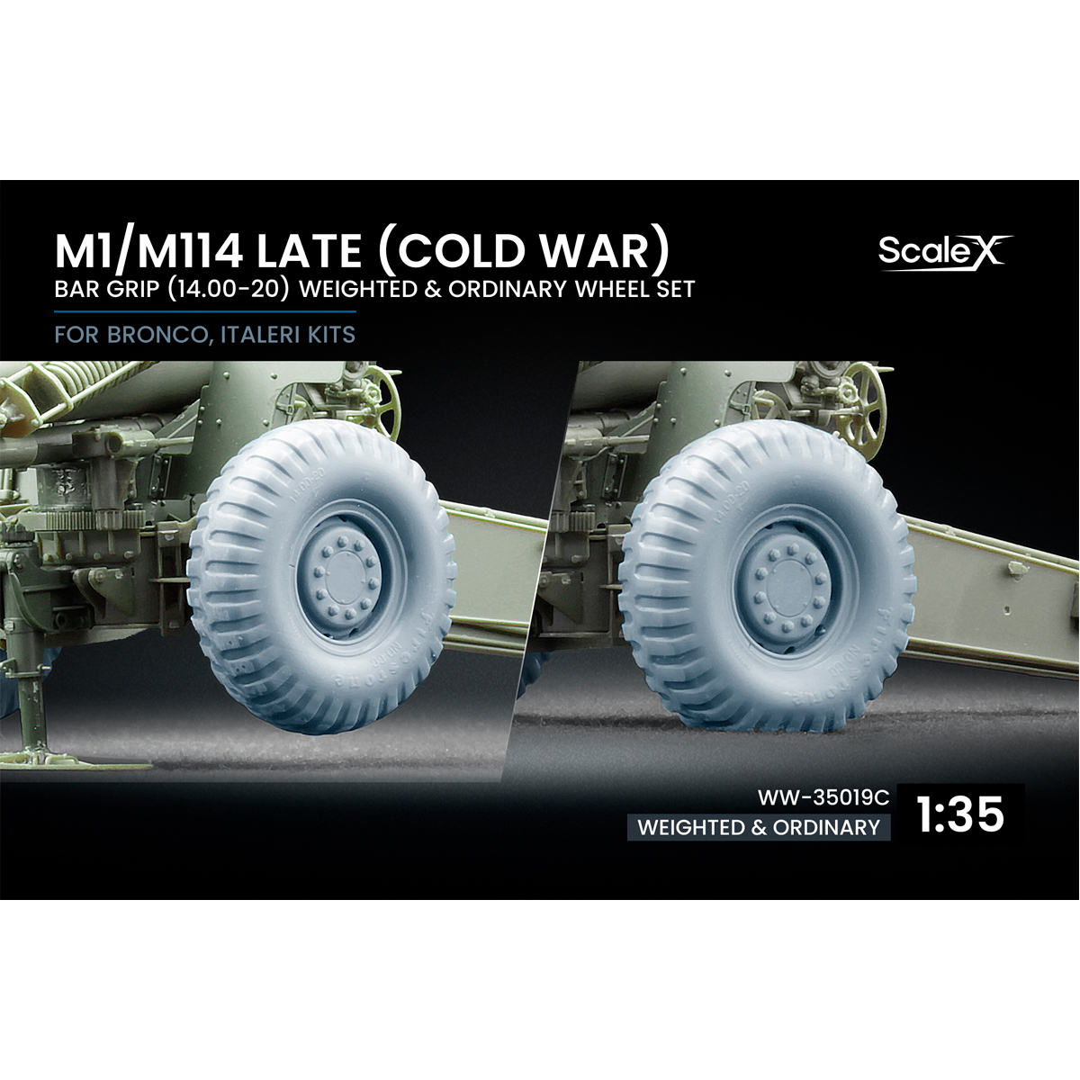 1/35 M1/M114 Late (Cold War) Ordinary and weighted wheel set