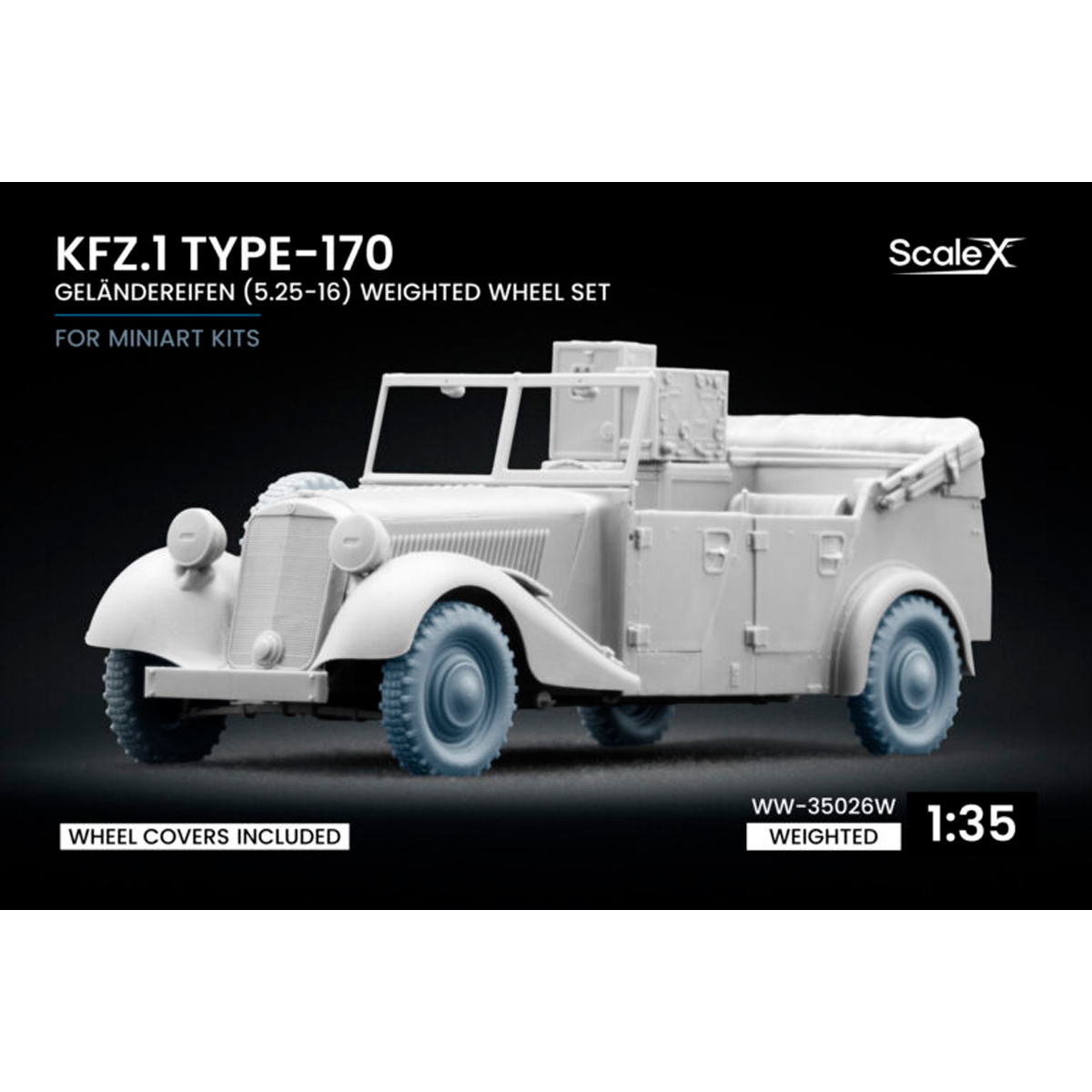 1/35 Kfz.1 Type-170 VK Geländereifen Weighted wheel set
