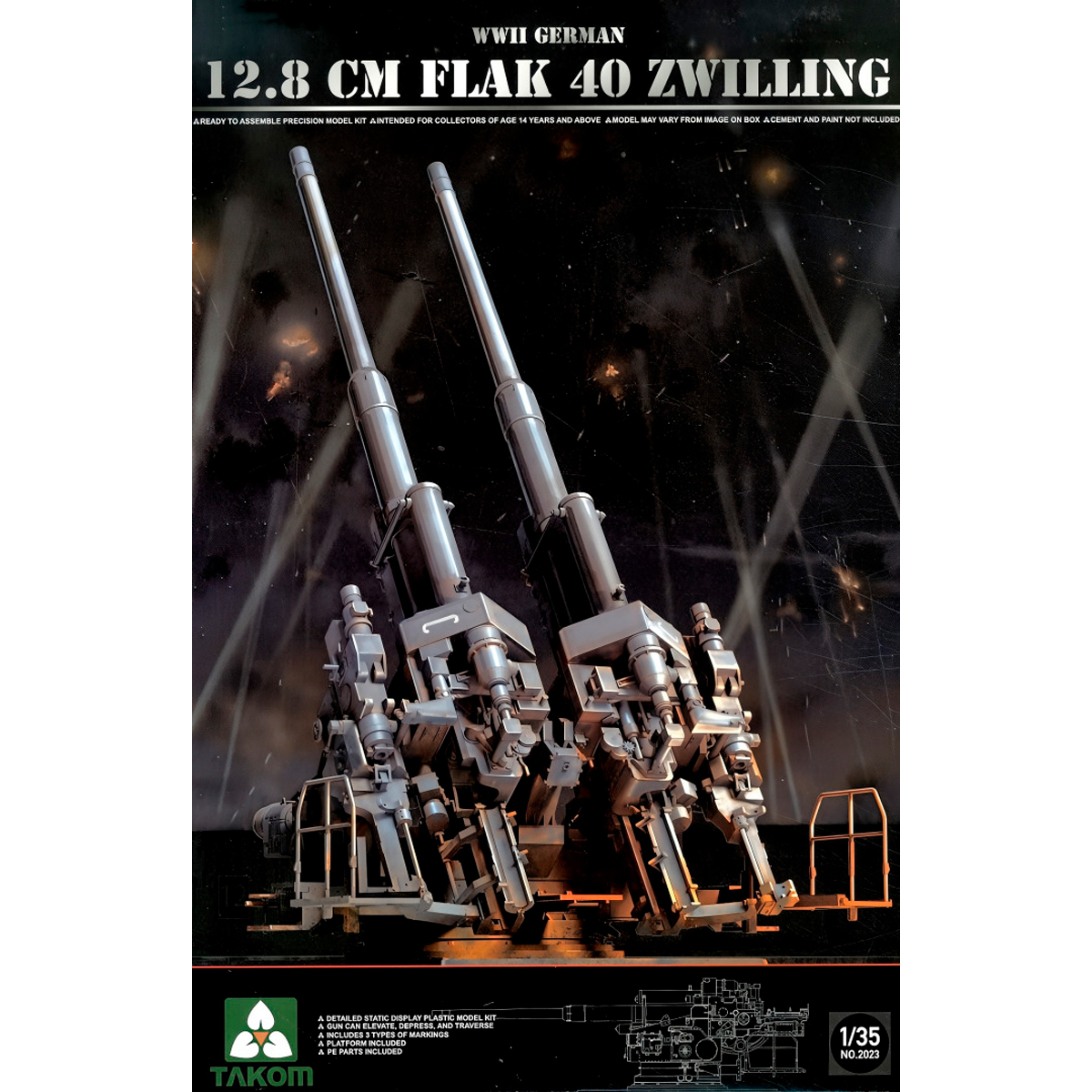 1/35 WWII German 12.8cm Flak 40 Zwilling