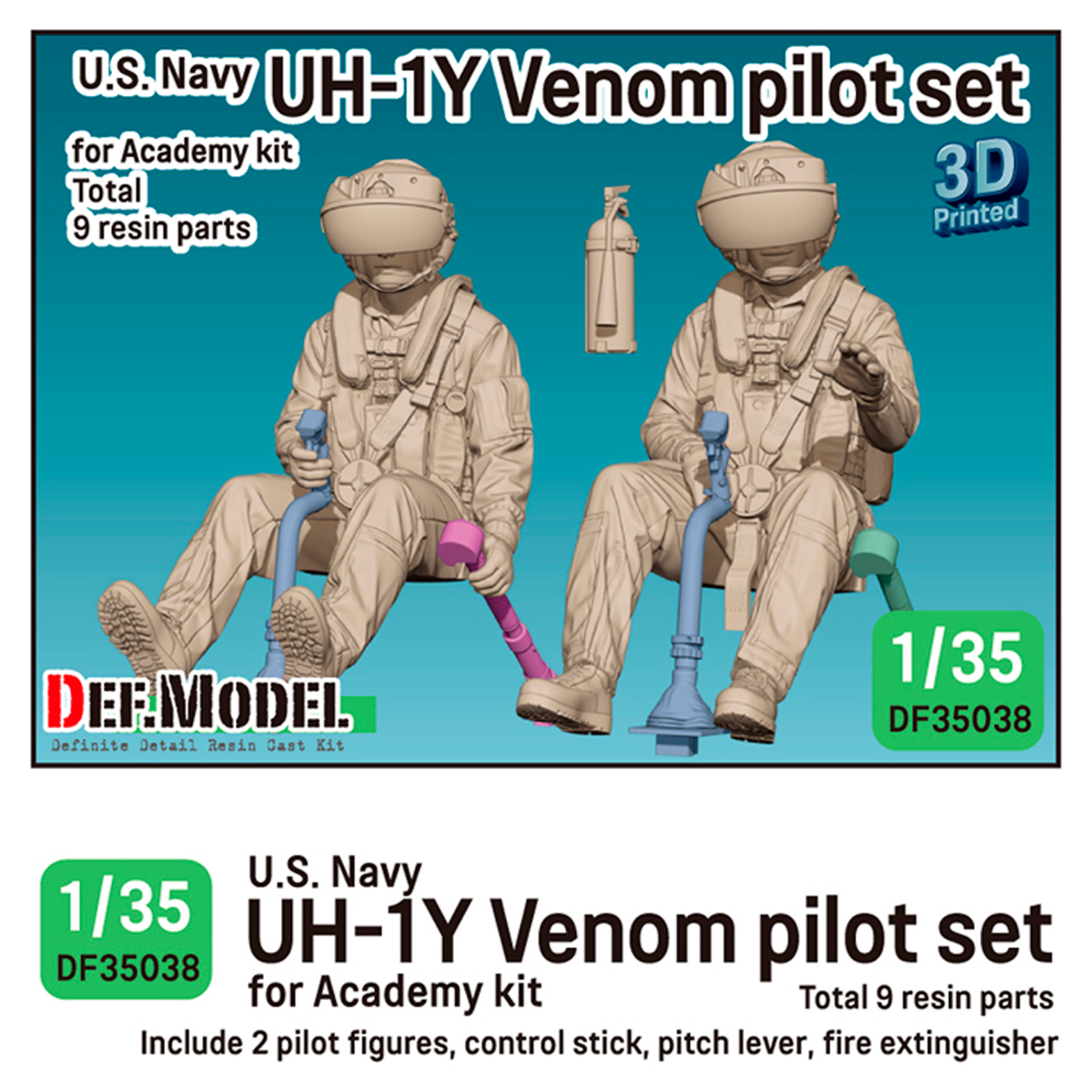1/35 USMC UH-1Y Venom Pilot set (2Fig. 3d Printed parts) for 1/35 Academy kit