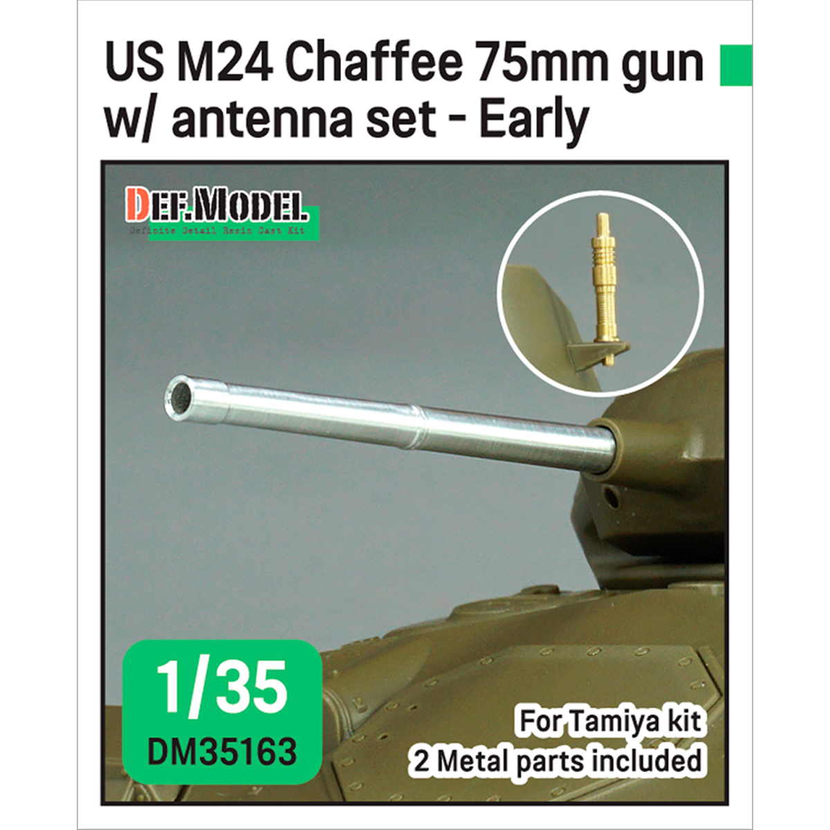 1/35 US M24 Chaffee 75mm gun /w antenna base set (Al+Brass)