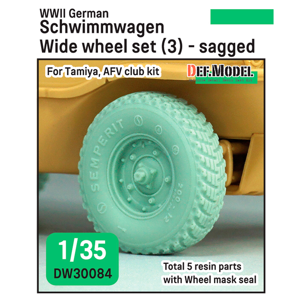 1/35 German Schwimmwagen Wide Wheel set (3) – Semperit (for Tamiya/AFVclub 1/35)