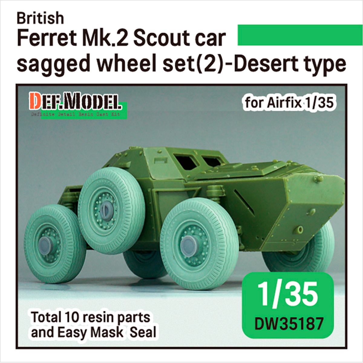 1/35 British Scout car Ferret Mk.2 Desert Sagged wheel set (for Airfix 1/35)