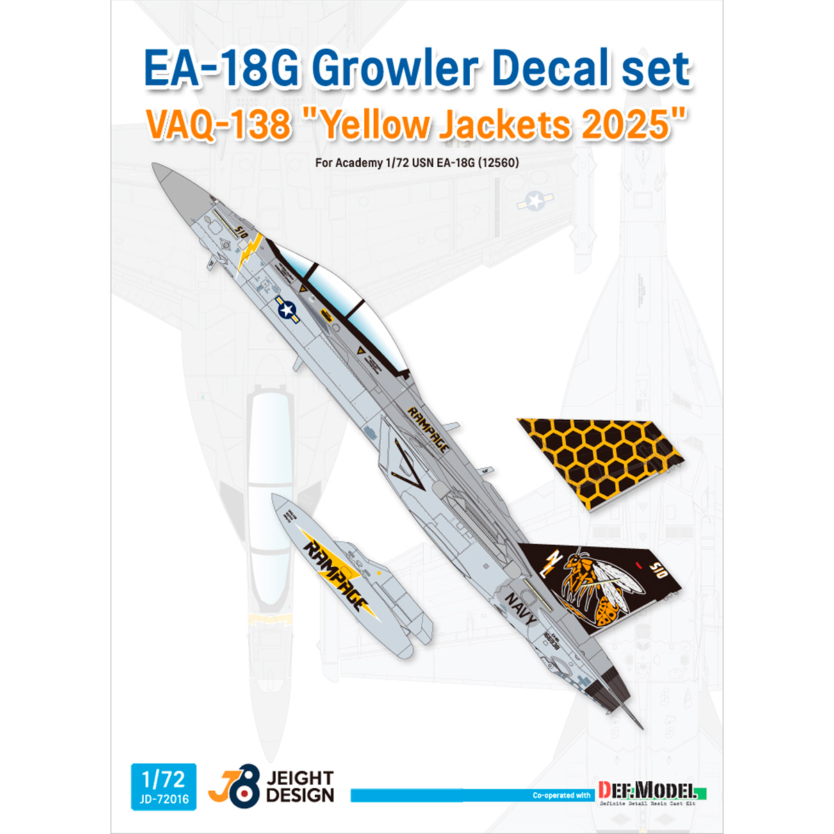 EA-18G Growler Decal set – VAQ-138 Yellow Jackets (for 1/72 EA-18G kit)