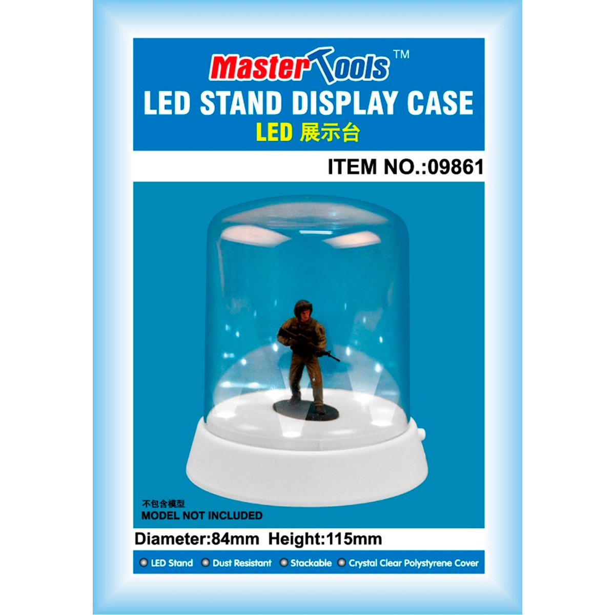 Round Top Acrylic Display Case with LED Light (ø84 x 115mm)