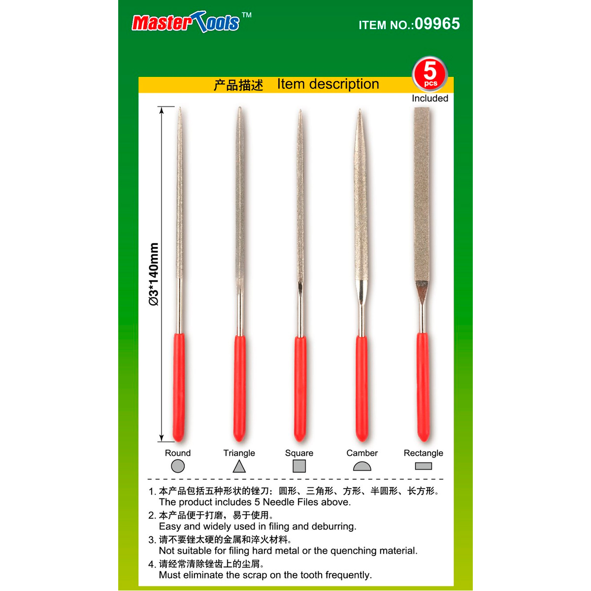 Assorted Diamond Files Set 5x with 150 Grit
