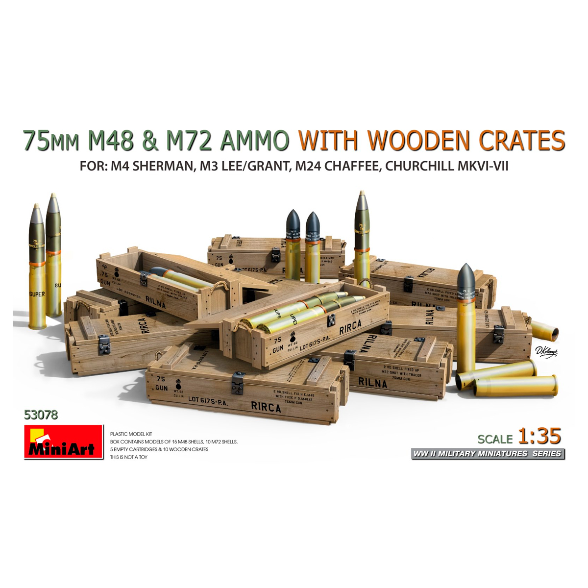 1/35 75mm M48 & M72 Ammo W/Wooden Crates