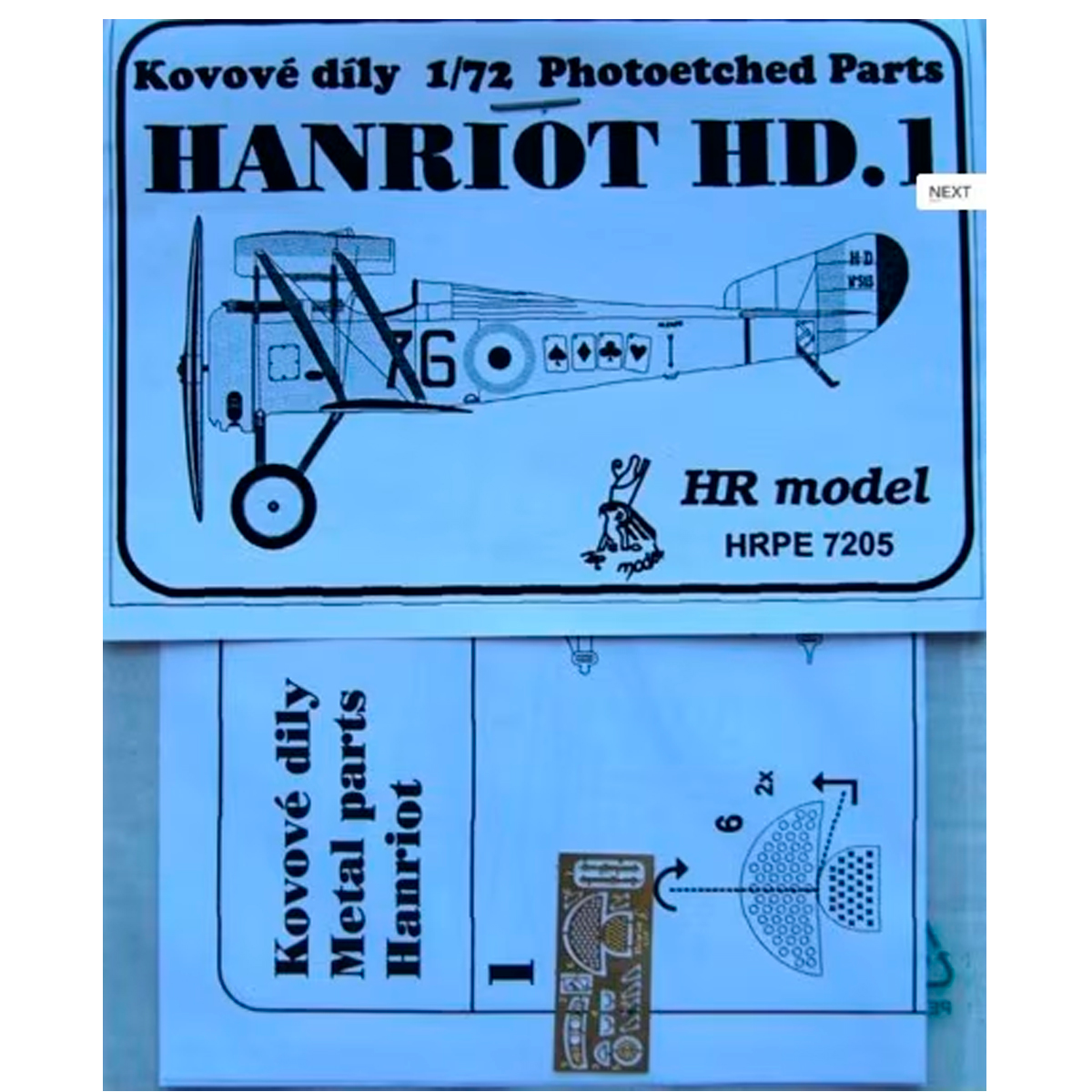 HR Model 1/72 Metal parts for Hanriot HD.1
